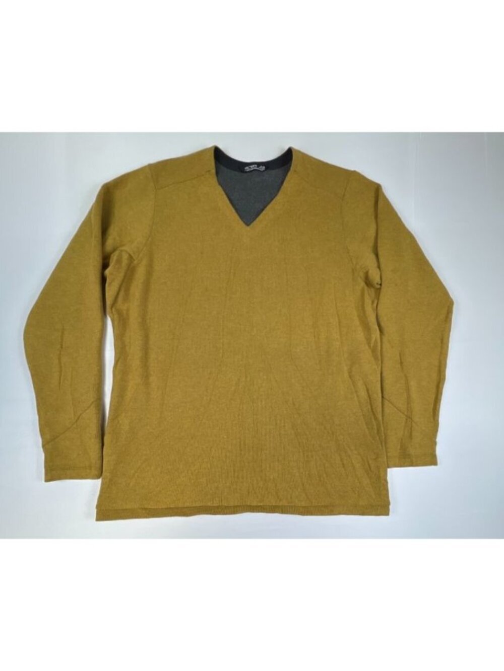 Arc'teryx Men XL Mustard Yellow Donavan V-Neck Sweater Wool Blend Pullover